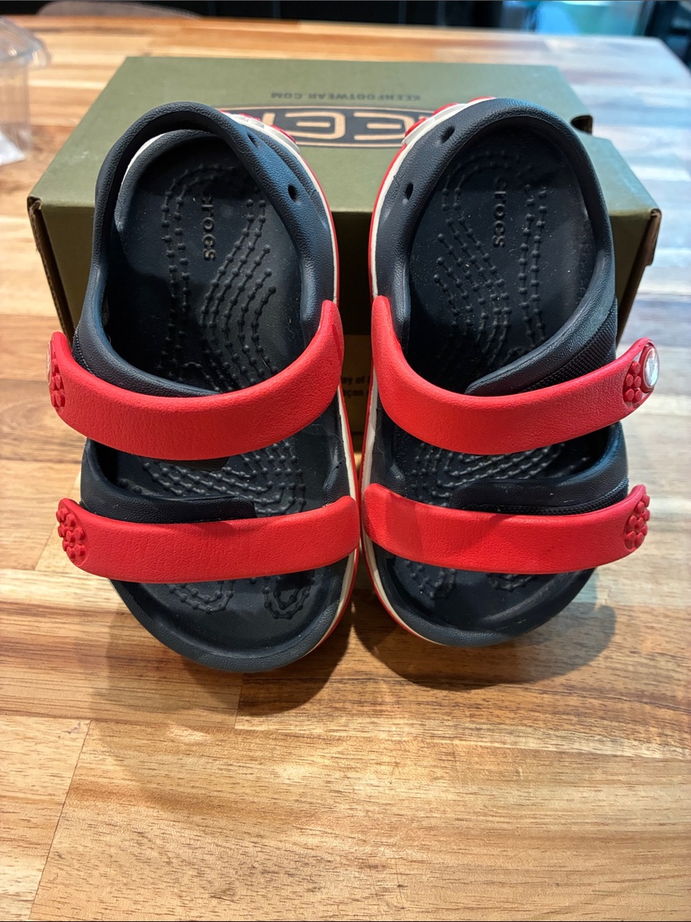 CROCS Kids Black Sandals with Red Straps